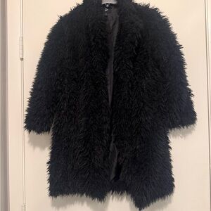 art class Black Fuzzy Kids Coat